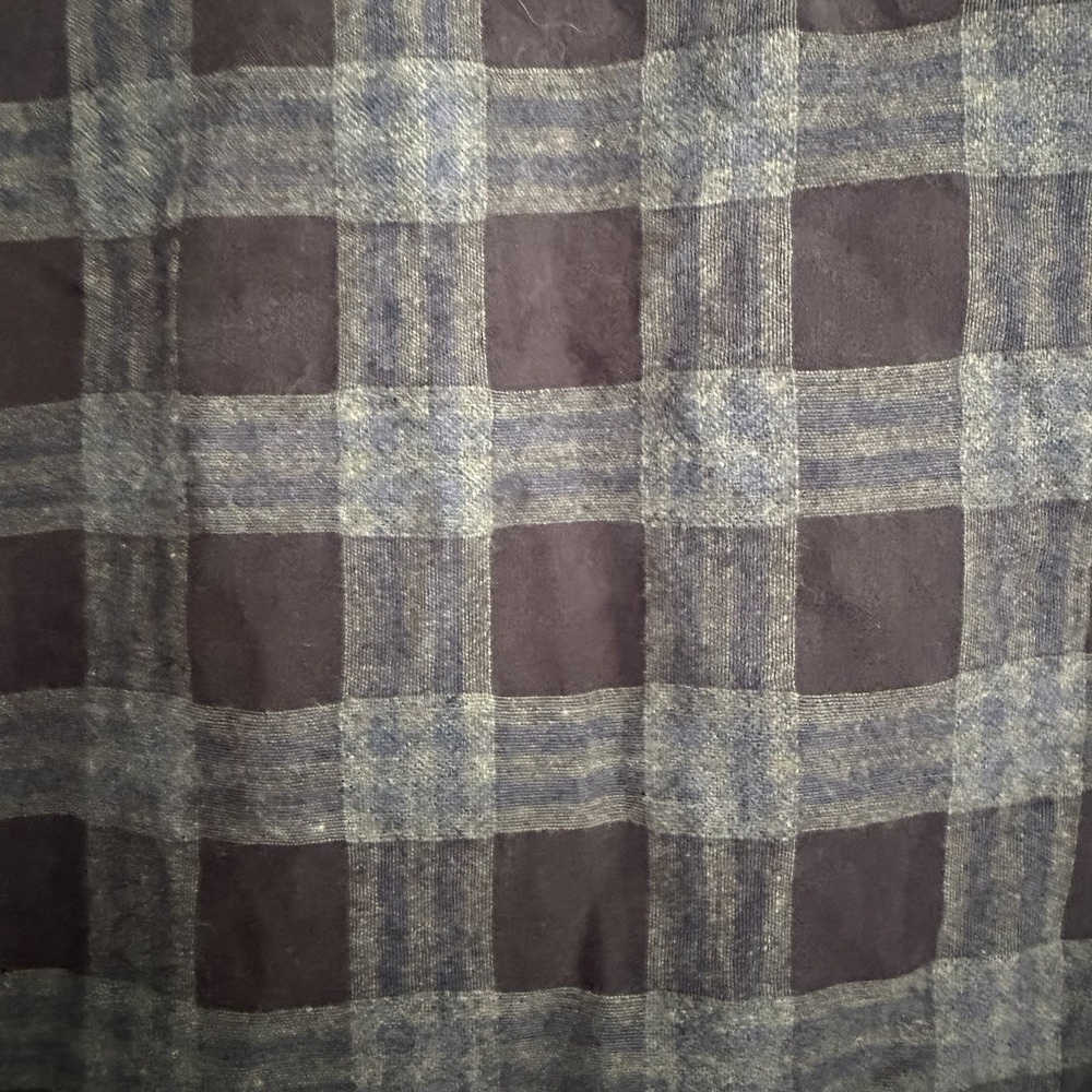 Etro Shirt Men's Large Cotton Wool Lyocell Cashmere Gray Black Plaid Button Down - Picture 5 of 8